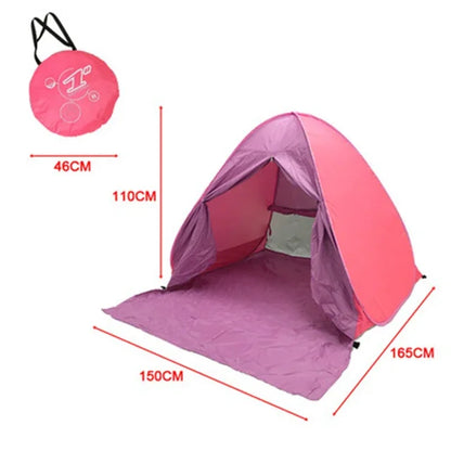 Beach Tent 165*150*110cm Pop-up Automatic Opening Anti-ultraviolet Full Shade Tent Family Ultralight Folding Tent Travel Camping
