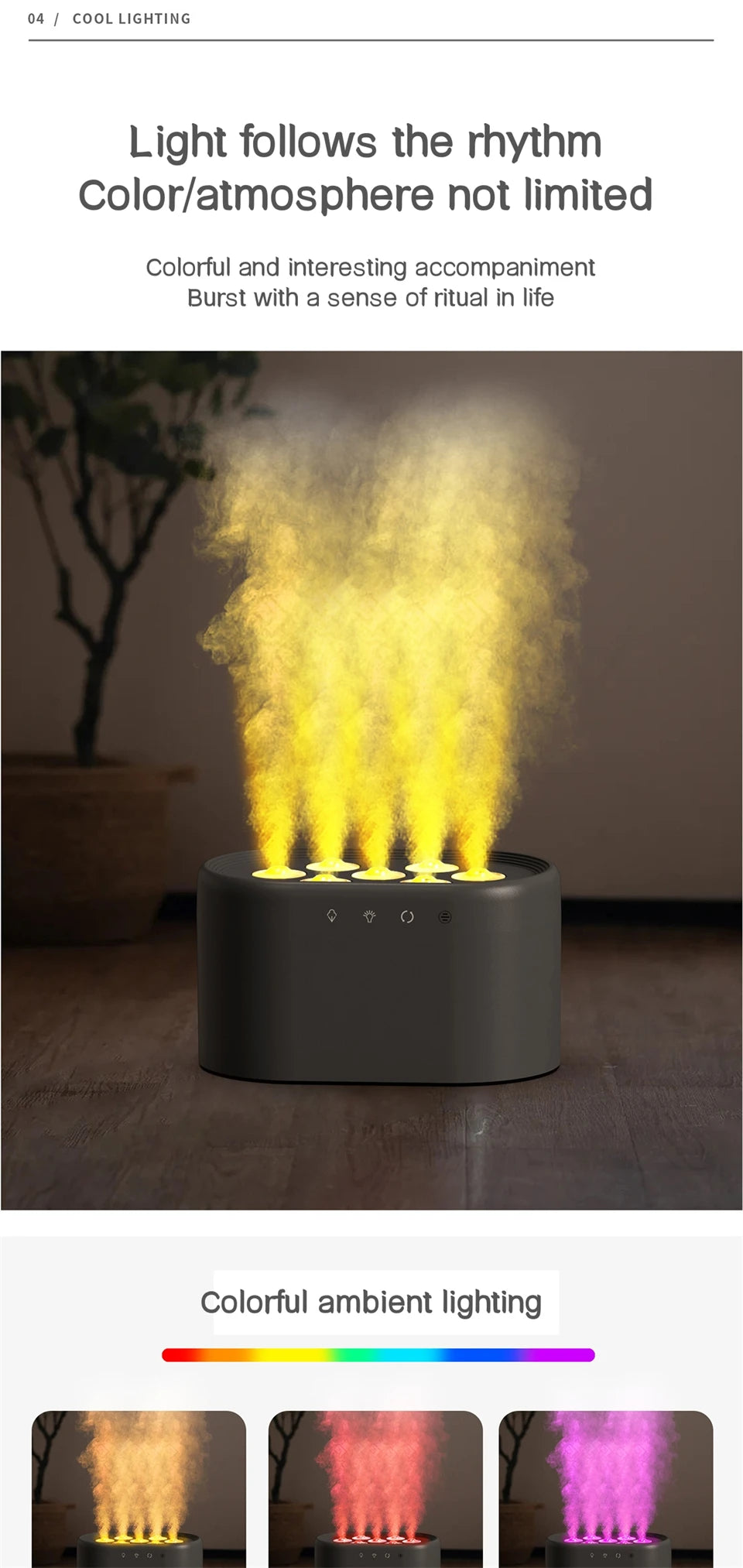 Heavy Fog 7 Spray Nozzles Aroma Humidifier USB Electric Aroma Air Purifier with Pickup Light Sound Control Mist Air Humidifier