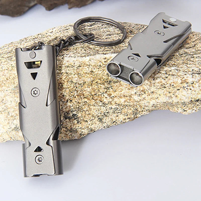 Portable Whistle 180 db Aluminum Alloy Double Tube Lifesaving Emergency SOS Safety Survival Tool Kit Outdoor Camping Equipment