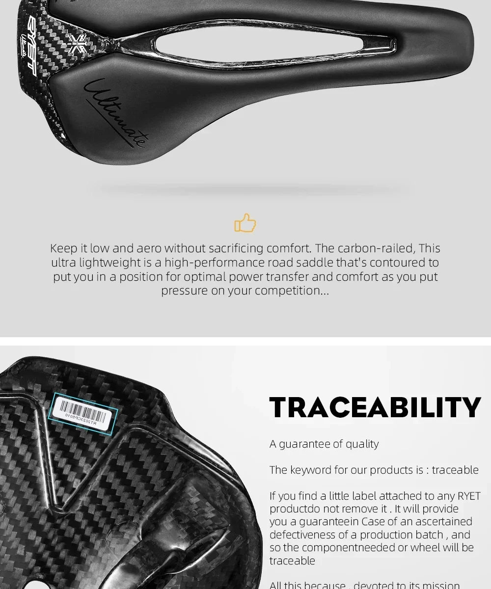 RYET Bike Saddle Ultralight Racing Full Carbon Seating Saddles 115g 7x9mm Road MTB Bicycle Seat Cushion Cycling Accessories