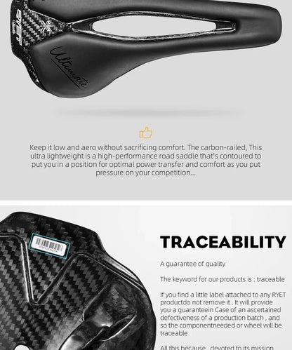 RYET Bike Saddle Ultralight Racing Full Carbon Seating Saddles 115g 7x9mm Road MTB Bicycle Seat Cushion Cycling Accessories