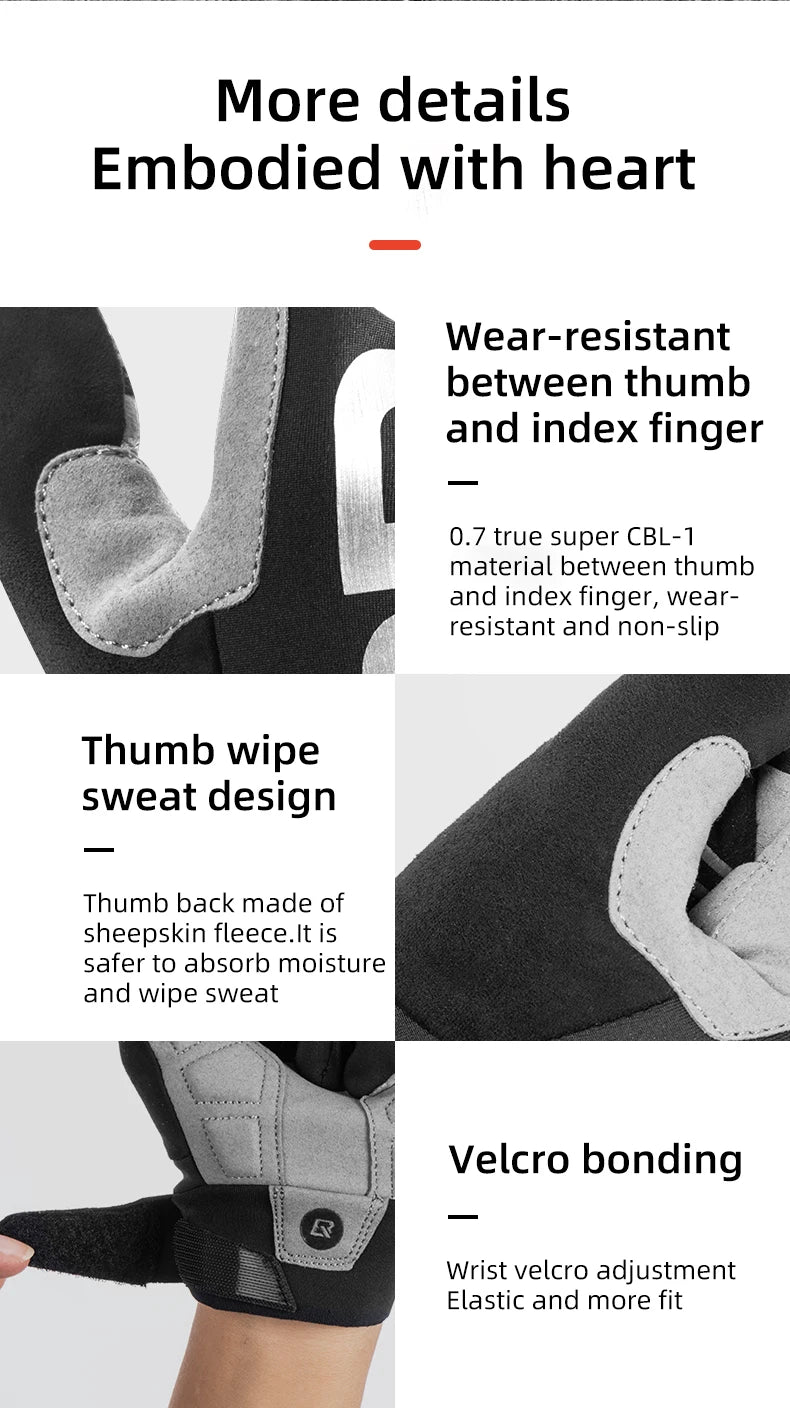 ROCKBROS Cycling Gloves Touch Screen Waterproof MTB Bike Bicycle Gloves Thermal Warm Motorcycle Winter Autumn Sports Equipment