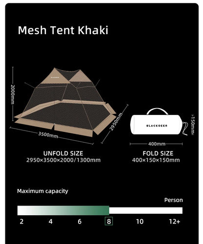 BLACKDEER Summer Canopy Anti-mosquito Mesh Tent 5-8 People Field Camping Picnic Ventilation Tent