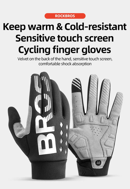 ROCKBROS Cycling Gloves Touch Screen Waterproof MTB Bike Bicycle Gloves Thermal Warm Motorcycle Winter Autumn Sports Equipment