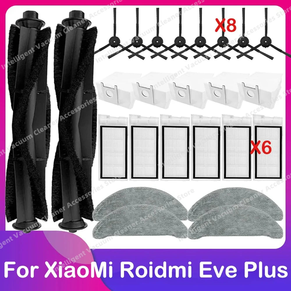 Compatible for Xiaomi Roidmi Eve Plus Robot Vacuum Cleaner Spare Main Side Brush HEPA Filter Dust Bag Mop Cloth Parts