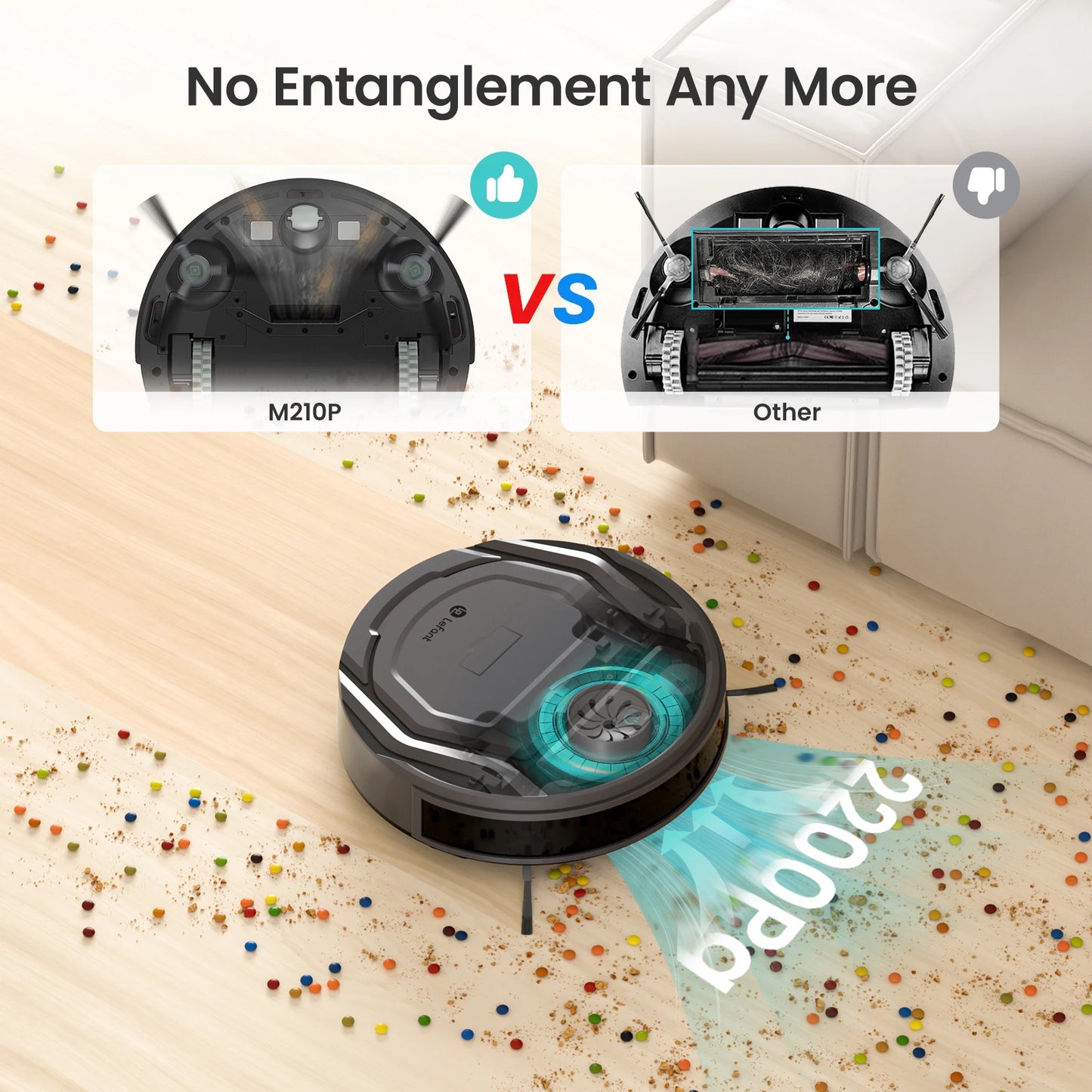 Lefant M210 Pro Robot Vacuum Cleaner, 2200Pa Powerful Suction, 120 Mins Runtime, Automatic Self-Charging, Wi-Fi/App/Alexa Contro