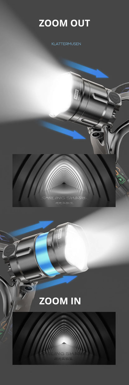 Super Bright LED Headlamp with XHP90 Lamp Beads Waterproof Headlight Power Display Suitable Exploration Hunting Fishing