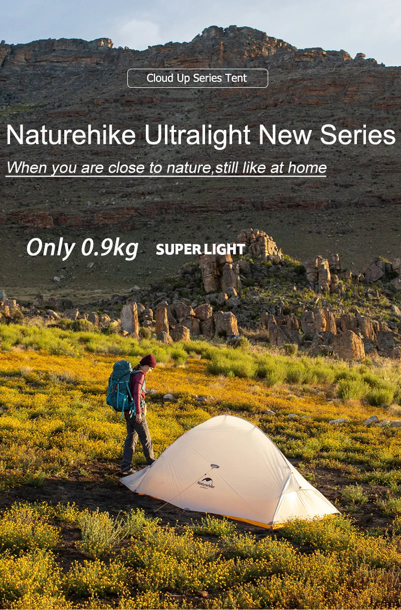 Naturehike Tent Cloud Up Series Ultralight Outdoor Camping Tent Waterproof Backpacking Cycling Tent Camping Tent With Floor Mat