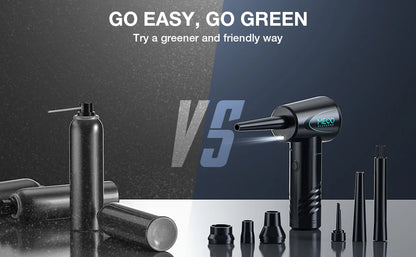 MECO ELEVERDE Compressed Air Duster, Air Blower with LED Light, 3-Gear to 100000RPM, Electric Air Duster for PC/Keyboard Cleaner