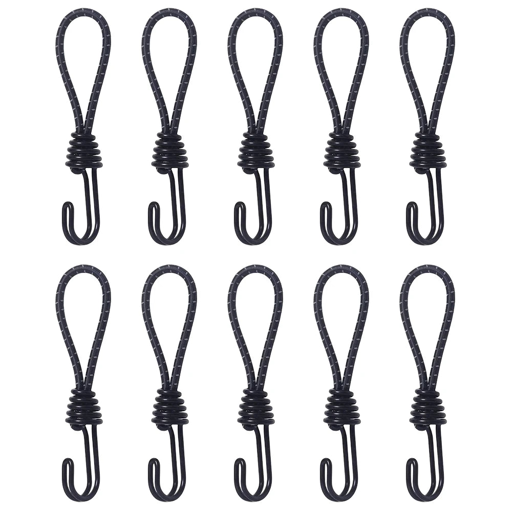 10pcs Tent Elastic Rope Cord Hook Versatile Outdoor Camping Canopy Tarp Tent Fixing Cord String Carabiner Hooks Accessories
