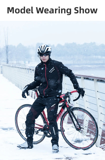 ROCKBROS Winter Cycling Pants Men Fleece Sport Reflective Trousers Keep Warm Thermal Bicycle Bike Mtb Pants Running Clothings