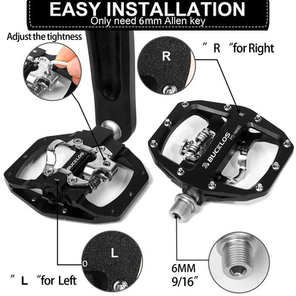 BUCKLOS Mountain Bike Pedals 3 Sealed Bearing PD-M680 Dual Clipless Flat & Lock Pedal Aluminum Cycling Pedals Fit Shimano SPD