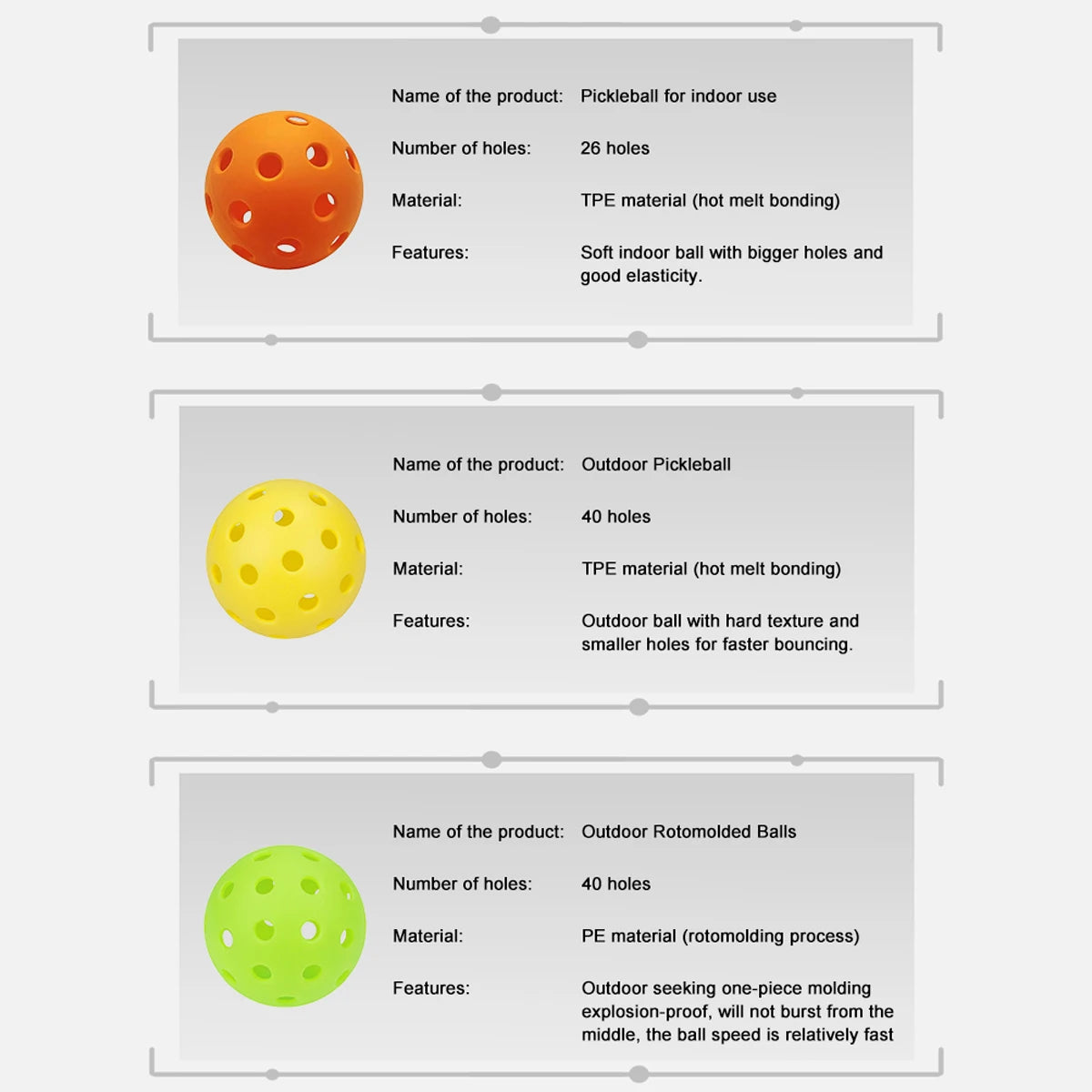 ALP Outdoor Pickleball 74mm Durable 40 Holes 26 Holes 1/3/6/12/100 Pieces/PCS 26g Original USA Professional Pickleball