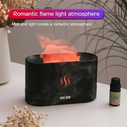 2024 USB Simulation Flame Night Light with Water Tank Humidifier Aroma Diffuser for Home Office Bedroom Atmosphere Desk Lamp New