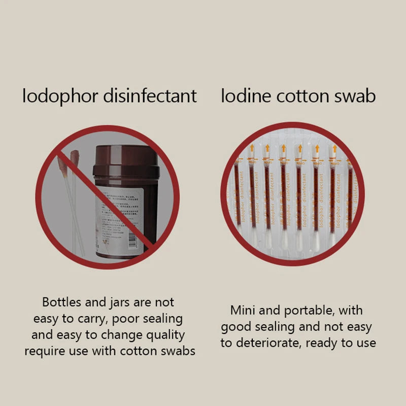 Disposable Iodine Cotton Swab Independent Pack Iodophor Swab Sticks Adult Children Baby Outdoor Family Daily Safety Survival
