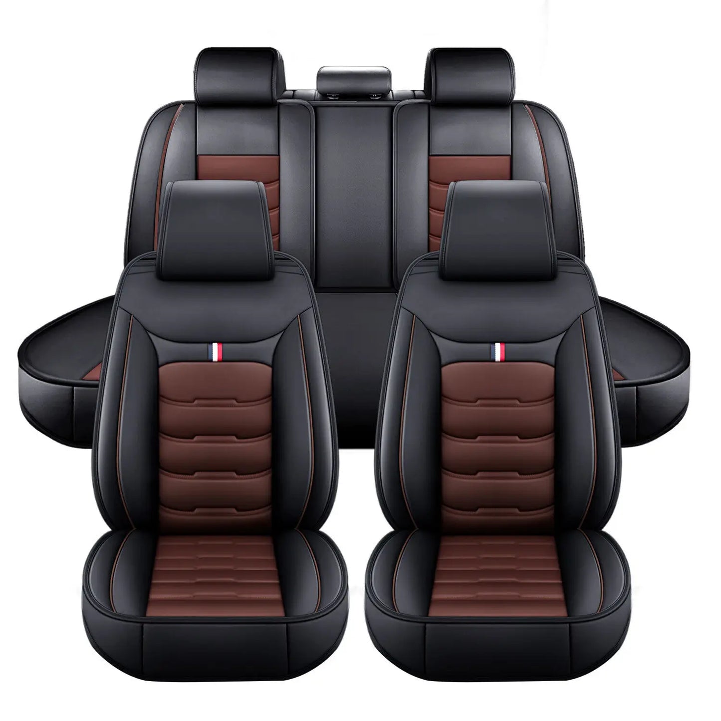 Full Set Leather Car Seat Cover 5-Seat Front + Rear Protectors For Toyota RAV4