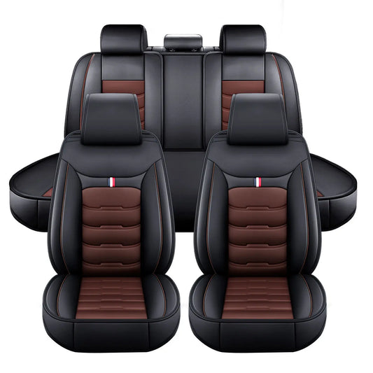 Full Set Leather Car Seat Cover 5-Seat Front + Rear Protectors For Toyota RAV4