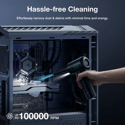 MECO ELEVERDE Compressed Air Duster, Air Blower with LED Light, 3-Gear to 100000RPM, Electric Air Duster for PC/Keyboard Cleaner