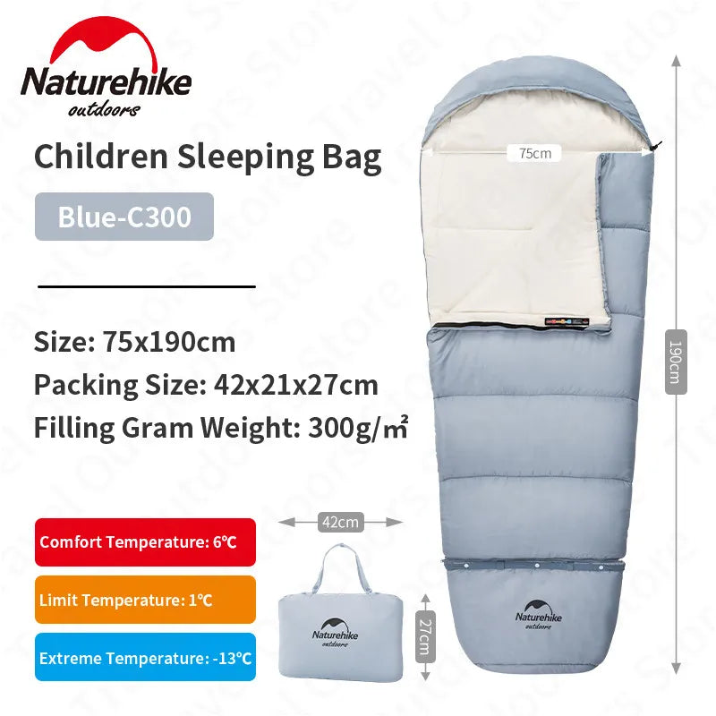 Naturehike Ultralight Outdoor Kids Cotton Sleeping Bag Portable Travel Camping Lengthen Splicing Children Envelope Lazy Bag