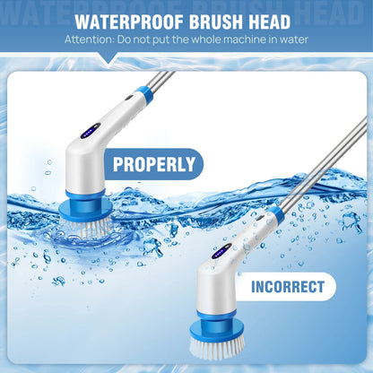 Electric Spin Scrubber Cordless Power Shower Scrubber Cordless Cleaning Brush with 9 Brush Heads for Bathroom Tub Tile Floor