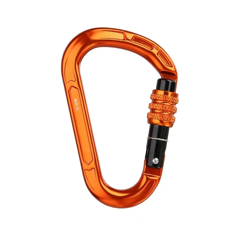 Rock Climbing Carabiner Pear-Shape Buckle 25kN Safety Auto Lock Spring-Loaded Gate Aluminum H-Carabiner Outdoor Kits