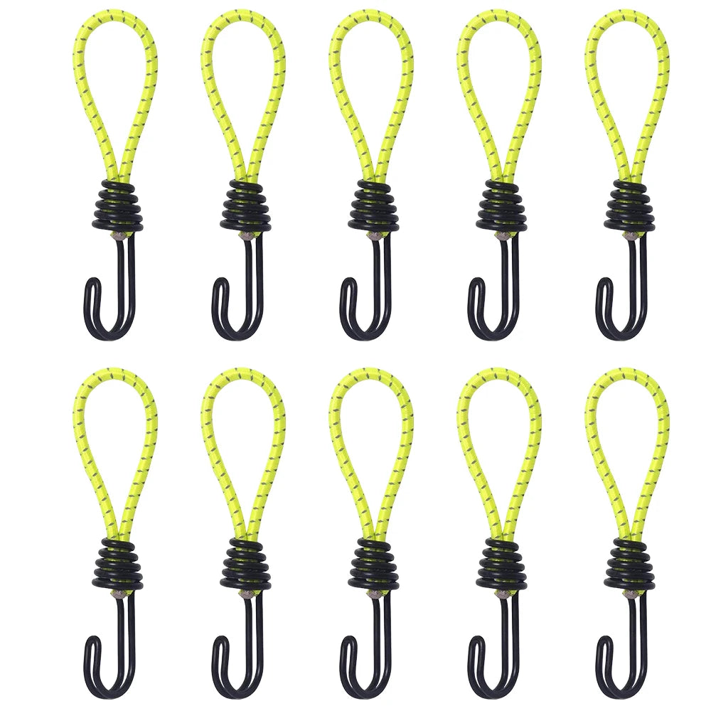 10pcs Tent Elastic Rope Cord Hook Versatile Outdoor Camping Canopy Tarp Tent Fixing Cord String Carabiner Hooks Accessories