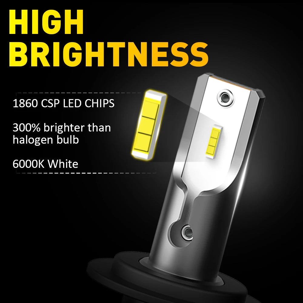 AUXITO 2X 360 CSP H7 LED Headlight Canbus 6000K 12V H7 Turbo LED Bulb Headlamp 16000LM for Toyota Corolla Honda Hyundai Ford Kia