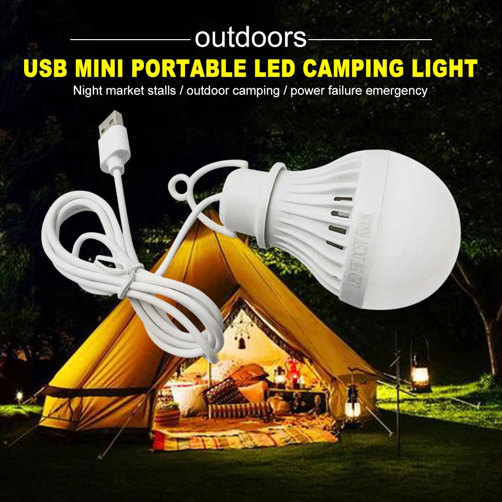 1/2pcs Portable Lantern Camp Lights USB Bulb 5W/7W Power Outdoor Camping Multi Tool 5V LED for Tent Camping Gear Hiking USB Lamp