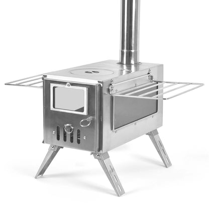 Outdoor Camping Wood-burning Stove for Inside Tents Firewood Burner Foldable Heater with Tent Fire Window Patio Fireplace