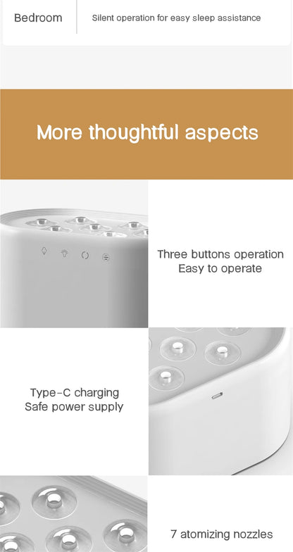 Heavy Fog 7 Spray Nozzles Aroma Humidifier USB Electric Aroma Air Purifier with Pickup Light Sound Control Mist Air Humidifier