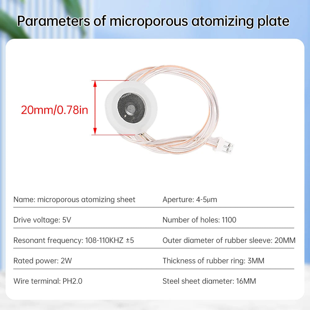 DC5V USB Ultrasonic Sprayer Humidifier Atomizer Driving Module Mini Humidifier DIY Kits 108KHZ 4/12 Hours Automatic Power Off