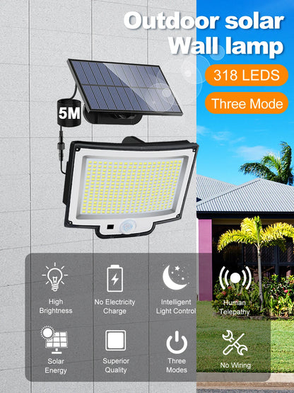Solar Flood Lights Outdoor 106/318 LED Solar Motion Lights Remote Solar Security Lights Wall Lights Waterproof 3 Modes Garden