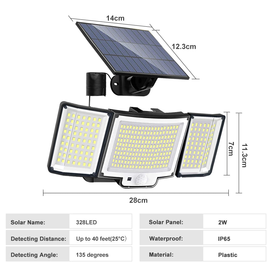 Solar Flood Lights Outdoor 106/318 LED Solar Motion Lights Remote Solar Security Lights Wall Lights Waterproof 3 Modes Garden