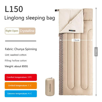 Naturehike Cotton Sleeping Bag Outdoor Camping Single Autumn And Winter Warm And Thick Splicable Breathable Sleeping Bag