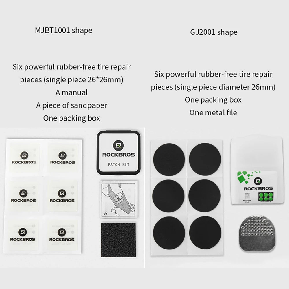 ROCKBROS Bicycle Flat Tire Repair Kit Tool Glue-free Portable Rubber Fetal Repair Bike Inner Tube Puncture Patch Repair Tools