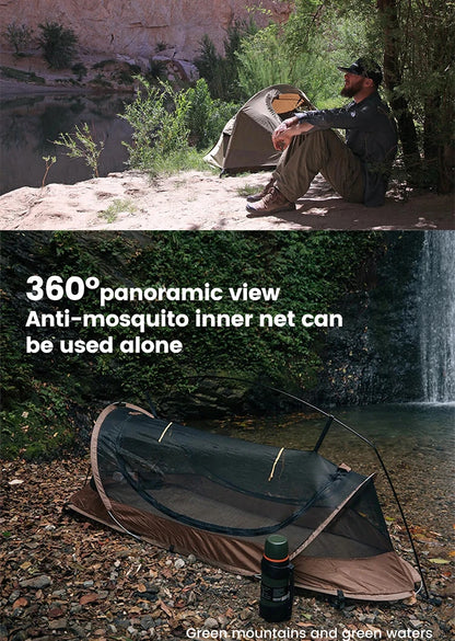Sonuto-Lightweight Camping and Mountaineering Hiking Tent, Aluminum Alloy Poles, Waterproof and Mosquito Proof, Single Person