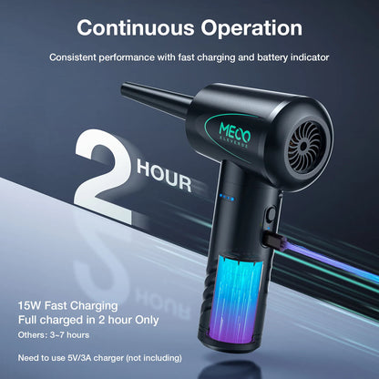 MECO ELEVERDE Compressed Air Duster, Air Blower with LED Light, 3-Gear to 100000RPM, Electric Air Duster for PC/Keyboard Cleaner