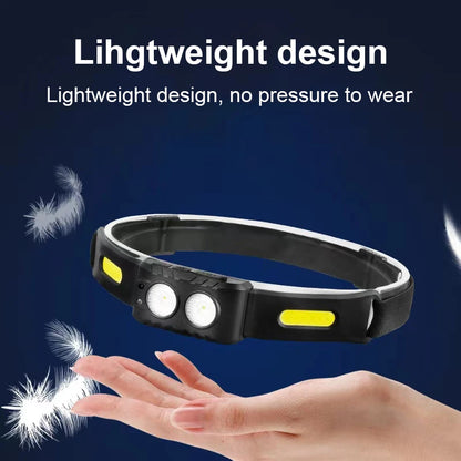 USB Rechargeable LED Sensor Headlamp XPE+COB Headlight Led Head Torch Camping Search Light Head Flashlight for Fishing Lantern