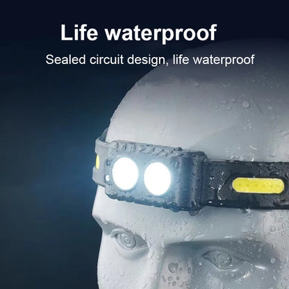 USB Rechargeable LED Sensor Headlamp XPE+COB Headlight Led Head Torch Camping Search Light Head Flashlight for Fishing Lantern