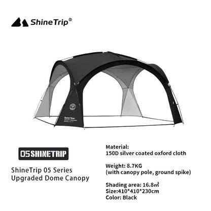 ShineTrip Outdoor Silver Coated Canopy Rainproof And Sunscreen Self-driving PU3000MM Waterproof Camping Sunshade Tent Dome