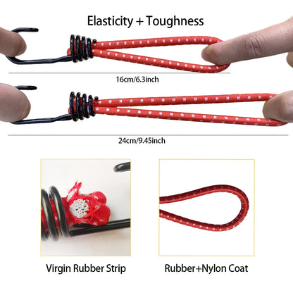 10Pcs Bungee Cord Hooks Anti-Rust Paint Spiral Wire Hooks with Separable Reflective Elastic Rope Hooks for Camping Trucks Tent