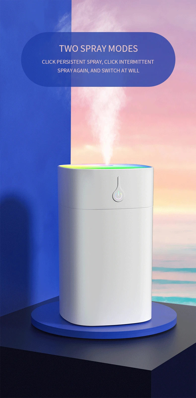 Colorful Humidifier 1 Home USB Portable Humidifier with Atmosphere Color Light Night Light Air Purification Humidifier