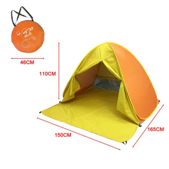 Beach Tent 165*150*110cm Pop-up Automatic Opening Anti-ultraviolet Full Shade Tent Family Ultralight Folding Tent Travel Camping