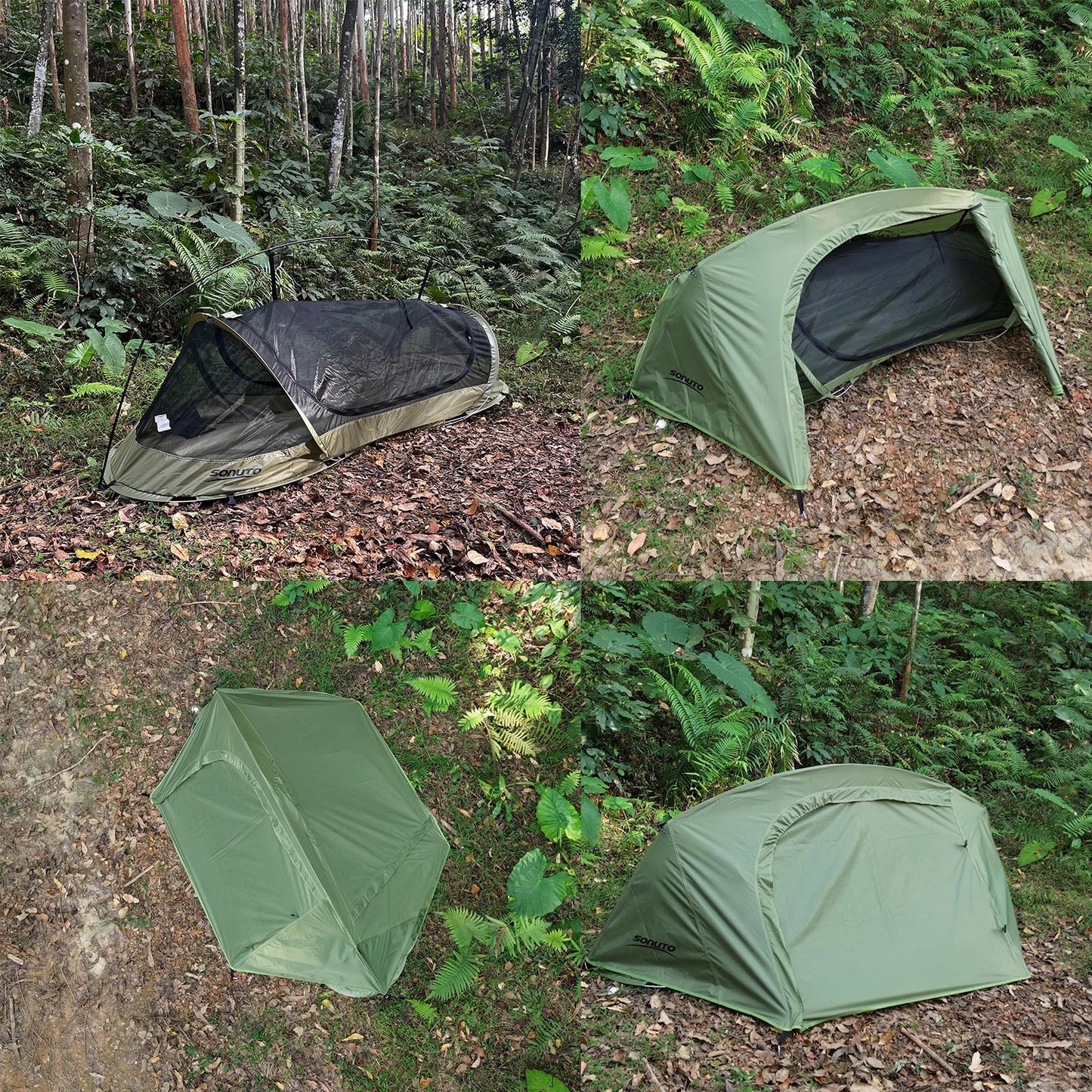 Sonuto-Lightweight Camping and Mountaineering Hiking Tent, Aluminum Alloy Poles, Waterproof and Mosquito Proof, Single Person