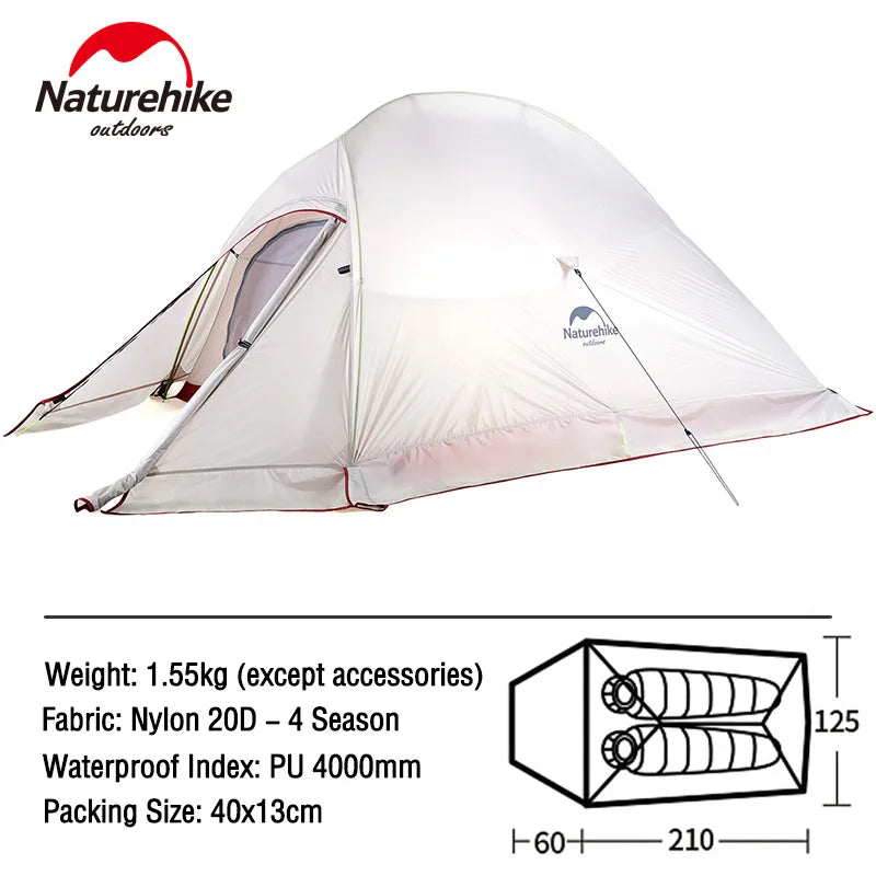 Naturehike Tent Cloud Up Series Ultralight Outdoor Camping Tent Waterproof Backpacking Cycling Tent Camping Tent With Floor Mat