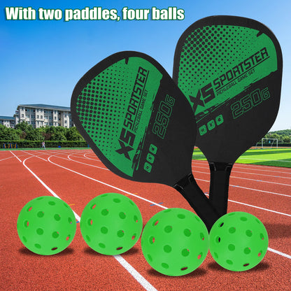 Pickleball Rackets Set Pickleball Paddle Set of 2 Rackets & 4 Pickleballs Balls Pickle-Ball Racquet with Balls Sports Accessory