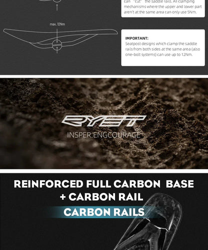 RYET Bike Saddle Ultralight Racing Full Carbon Seating Saddles 115g 7x9mm Road MTB Bicycle Seat Cushion Cycling Accessories