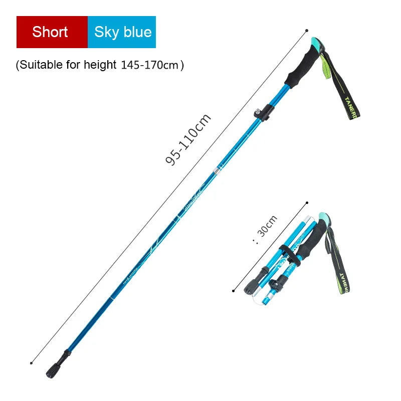 Trekking Stick 5-Section Telescopic Folding Trekking Poles Outdoor Camping Ultralight Portable Foldable Walking Hiking Stick