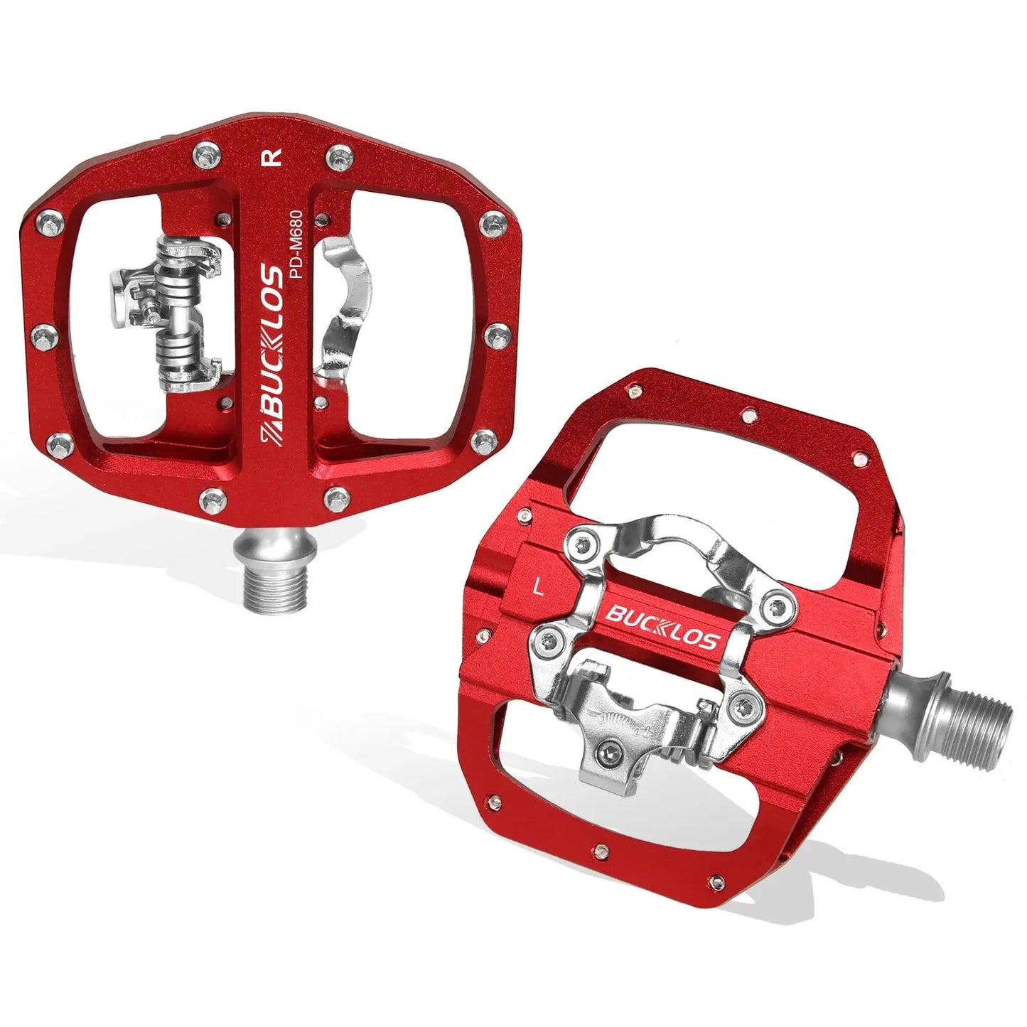 BUCKLOS Mountain Bike Pedals 3 Sealed Bearing PD-M680 Dual Clipless Flat & Lock Pedal Aluminum Cycling Pedals Fit Shimano SPD