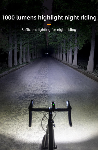 ROCKBROS Bike Front Light IPX6 Rainproof Type-c Rechargeable Bicycle Light 1000LM Cycling Headlight LED Flashlight MTB Bike Lamp